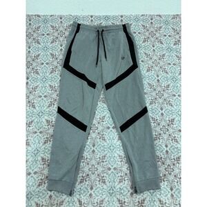 Pony Mens Gray Tech Fleece Joggers Black Chevron Stripe Ankle Zip Pants Size M